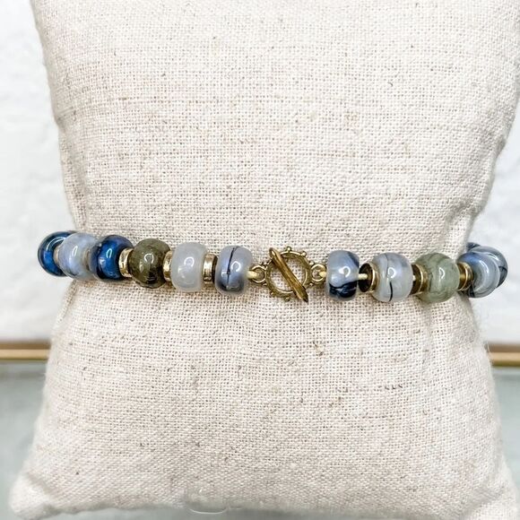 stella & dot ~ modern beaded stretch bracelet gray multi - Picture 1 of 4